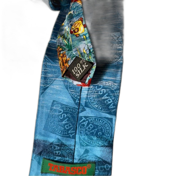 Tabasco Colorful Fish Pattern silk Tie with Tabasco sauce - Picture 7 of 7